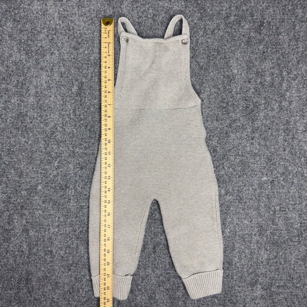 Jamie Kay Romper Kids 2Y Gray Cotton Knit Overalls Jumper Neutral Minimalist - Picture 7 of 7